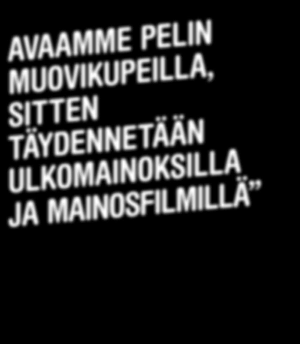 AVAAMME PELIN MUOVIKUPEILLA, SITTEN TÄYDENNETÄÄN ULKOMAINOKSILLA JA