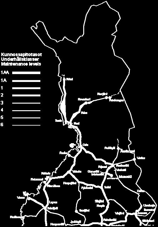 maintenance levels on main lines used as the basis for railway maintenance are
