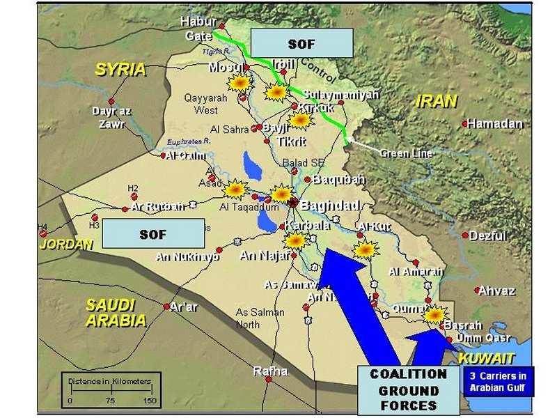 111 Yliluutnantti Jarkko Kolehmaisen tutkimuksen LIITE 3 Irakin kartta ja OIF:n