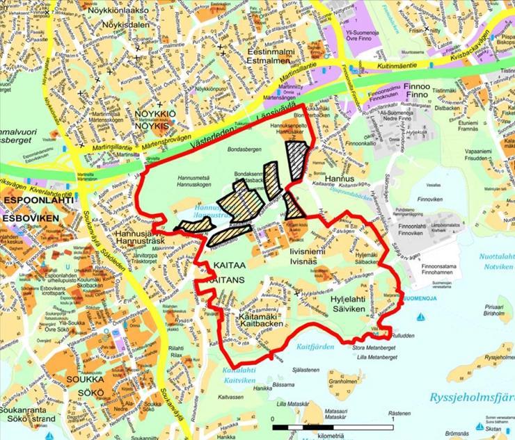 Espoon kaupunki Pöytäkirja 99 Kaupunkisuunnittelulautakunta 10.06.2015 Sivu 39 / 181 Esitys rakennuskieltoalueiksi.