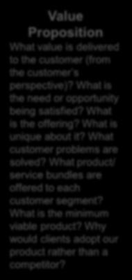 Business models canvas (Osterwalder, 2013) Key Partners Who are the key partners and suppliers? Which key resources are acquired from them?