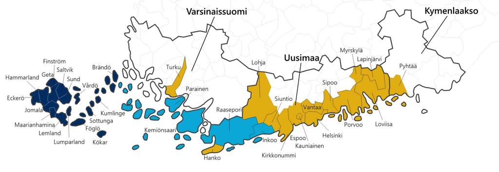 Väestö Etelä-Suomi Kaksikieliset, suomenkiel. enemmistö Kaksikieliset, ruotsinkiel.