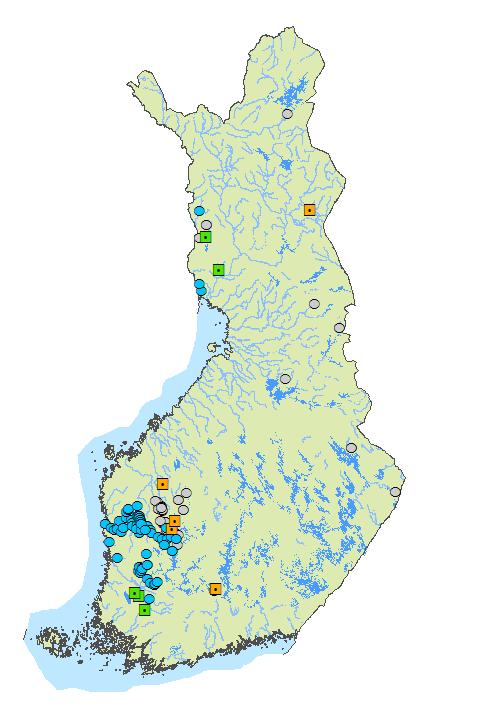 Sininen pallo: euroopanmajavan kallo Harmaa pallo pallo: kanadanmajavan