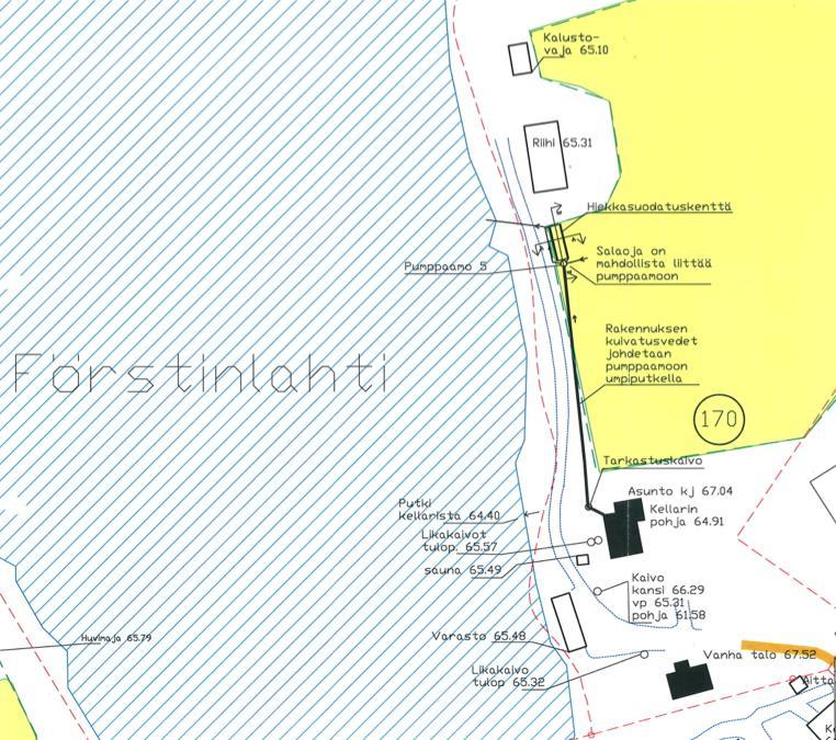 28 Kuvio 7. Kiinteistön 170 kuivatus. /16/ 4.2.2 Kosteikot ja laskeutusaltaat Kosteikkojen ja laskeutusaltaiden tarkoituksena on pienentää järven ravinnekuormitusta.