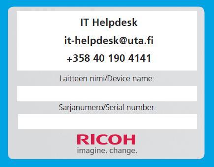 Ricoh MP C3504 -käyttöohje Ongelmatilanteessa IT- Helpdeskin