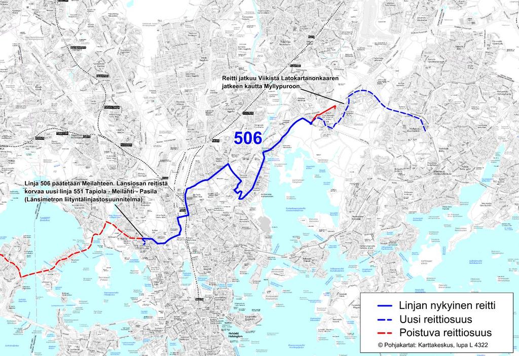 Liite 1-25 Linja 506 Myllypuro - Latokartano - Viikki - Arabia - Kumpula - Pasila - Meilahti Linja 506 Ruuhka Päivä/ilta La, päivä Su, päivä Vuoroväli, min 15 20 20 - Linjapituus, km 16,2