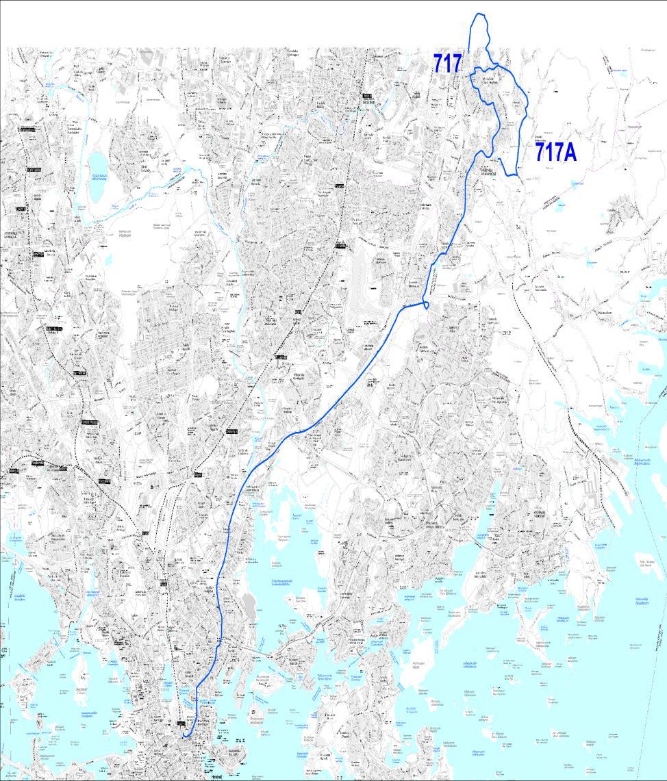 Liite 1-35 Linja 717 ja 717A Rautatientori - Lahdenväylä - Jakomäki - Hakunila - Itä-Hakkila - Kuninkaanmäki (717) / Sotunki (717A) Pohjakartat: Karttakeskus, lupa L4322 Linja 717,A Ruuhka Päivä/ilta