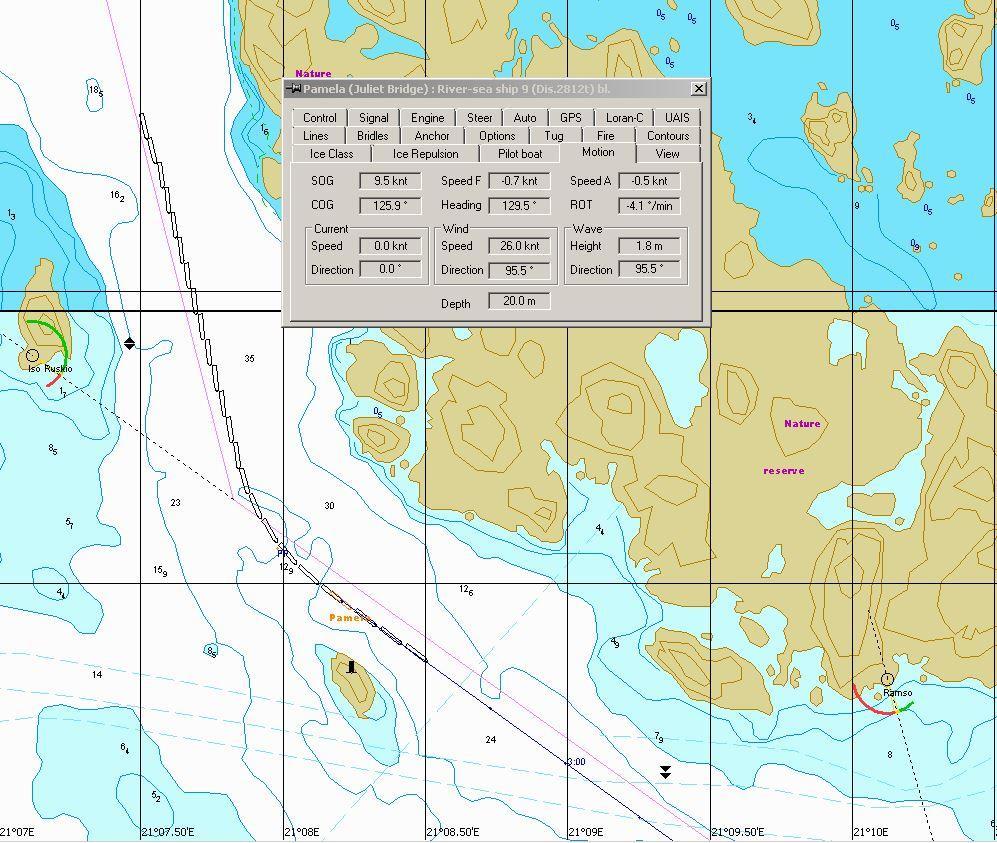 7.5 Radioluotsaus 37 Viimeisenä esitellään simulaattoriajo, jossa simuloitu VTS-keskuksen operaattori, Archipelago VTS, luotsaa aluksen sen kahdesta tulevasta käännöksestä läpi radion välityksellä