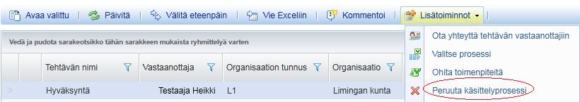 laskulle tehty tarkastus/hyväksyntä halutaan peruuttaa ja aloittaa laskun käsittely kokonaan alusta (jos laskulle on jo merkitty tiliöinti, tehdyt tiliöinnit säilyvät laskulla). 1.