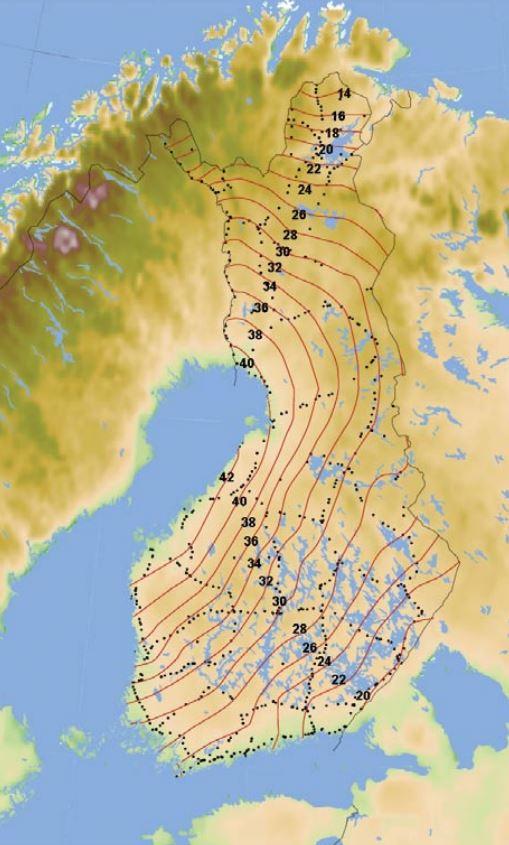 maannousu. Näitä lukuja käyttäen kiintopisteiden korkeuserot reduktoitiin vuoteen 1960.