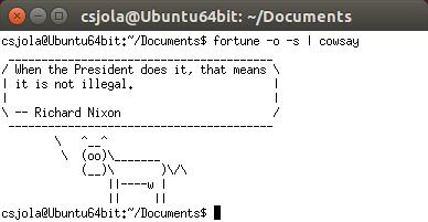 Kuva 2: Erään Linux-käyttöjärjestelmän komentoikkuna ja siinä annettuja komentoja.