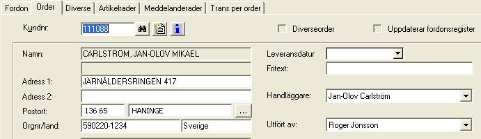 Mikäli mekaanikolle halutaan tulostaa tilauskortti, painetaan F7.