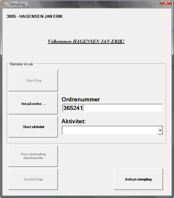 Ensimmäisen sisäänleimauksen yhteydessä rekisteröidään päivän