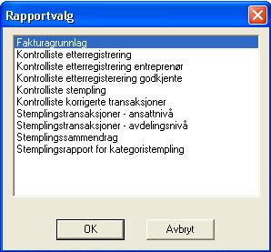Raportit Ohjelma sisältää useita alla esitetyn kaltaisia raporttivalintoja.