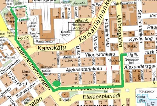 PARTIOPARAATIN REITTI Partioparaati järjestäytyy Hallituskadulla Tuomiokirkon portaiden edustalla ja lähtee siitä kartan mukaisesti Kansalaistorille.