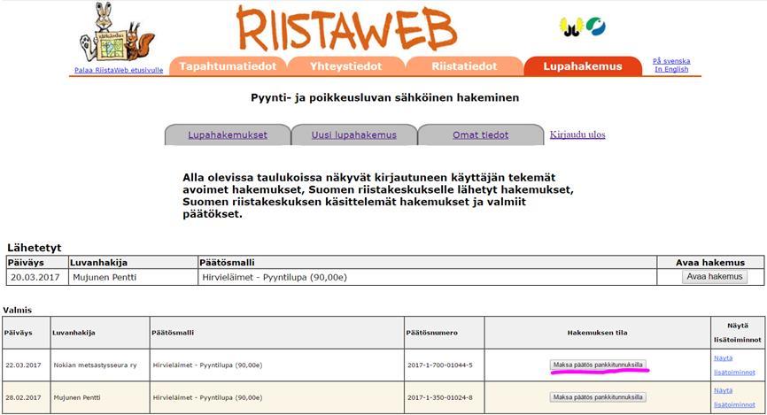 Valmiin päätöksen käsittelymaksun pääset