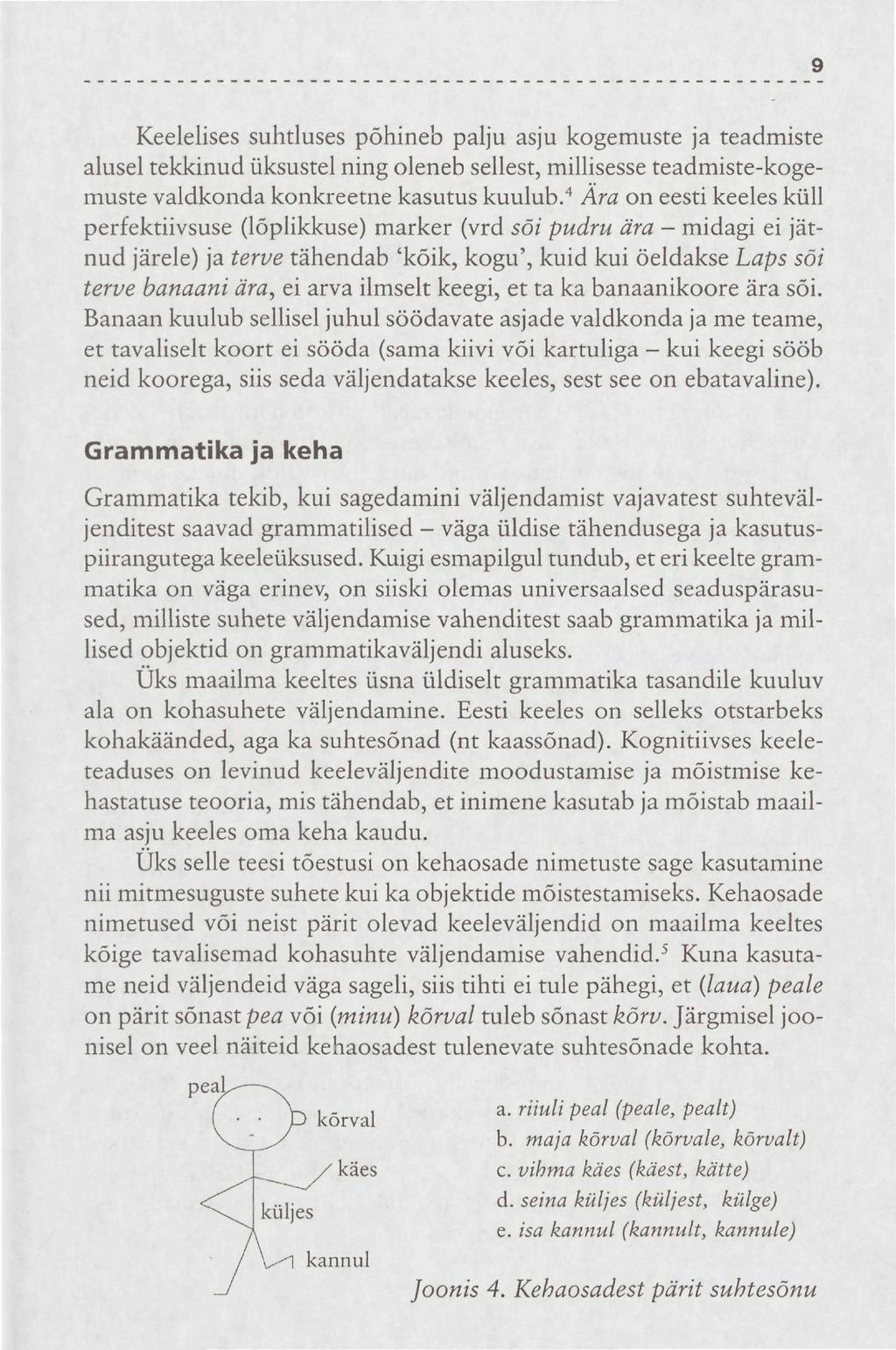 9 Keelelises suhtluses põhineb palju asju kogemuste ja teadmiste alusel tekkinud üksustel ning oleneb sellest, millisesse teadmiste-kogemuste valdkonda konkreetne kasutus kuulub.