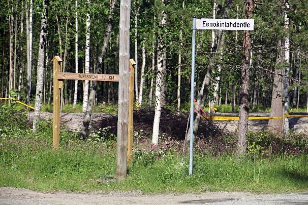 Siinä taakse osoittavat vasemmalle viitat Välilammet 3,8km ja Koli 65km,