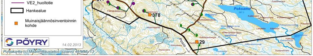 Kekomainen kivilatomus, ilmeisesti rajamerkki. Suunnittelualueella sijaitsevat elinkeinohistorialliset jäännökset: 375.
