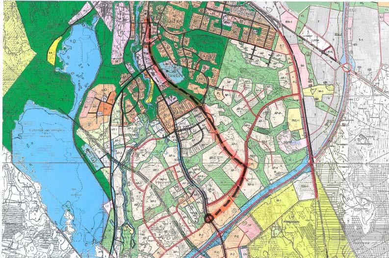 Lähtökohta ja ote yleiskaavasta Vapaudentien jatke alkaa nykyiseltä Vapaudentieltä