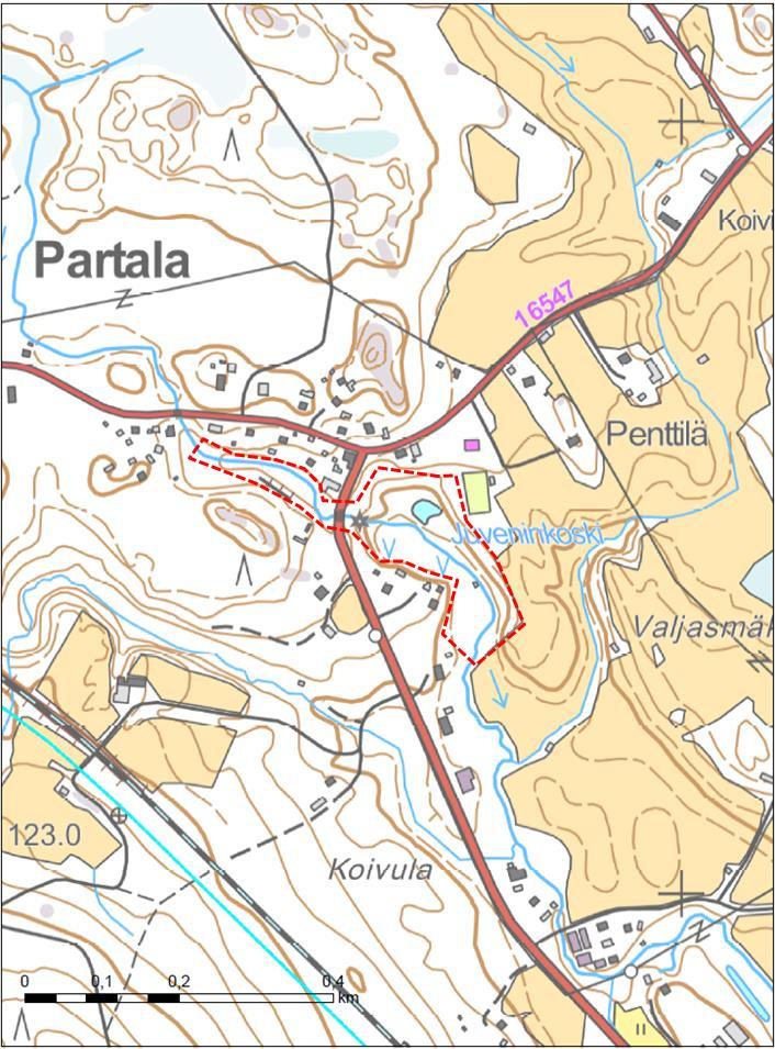39 Osa-alue 22, Partalan Juveninkoski (kuva 34) Juveninkoski on Partalan kylän läpi virtaava koski.