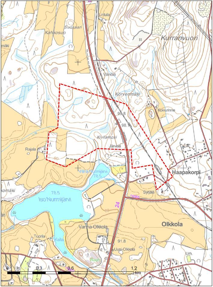 41 Osa-alue 25, Kivilampsi (kuva 37) Osa-alueelta on neljästä eri paikasta aikaisempia liito-oravahavaintoja (kuva 4-4).