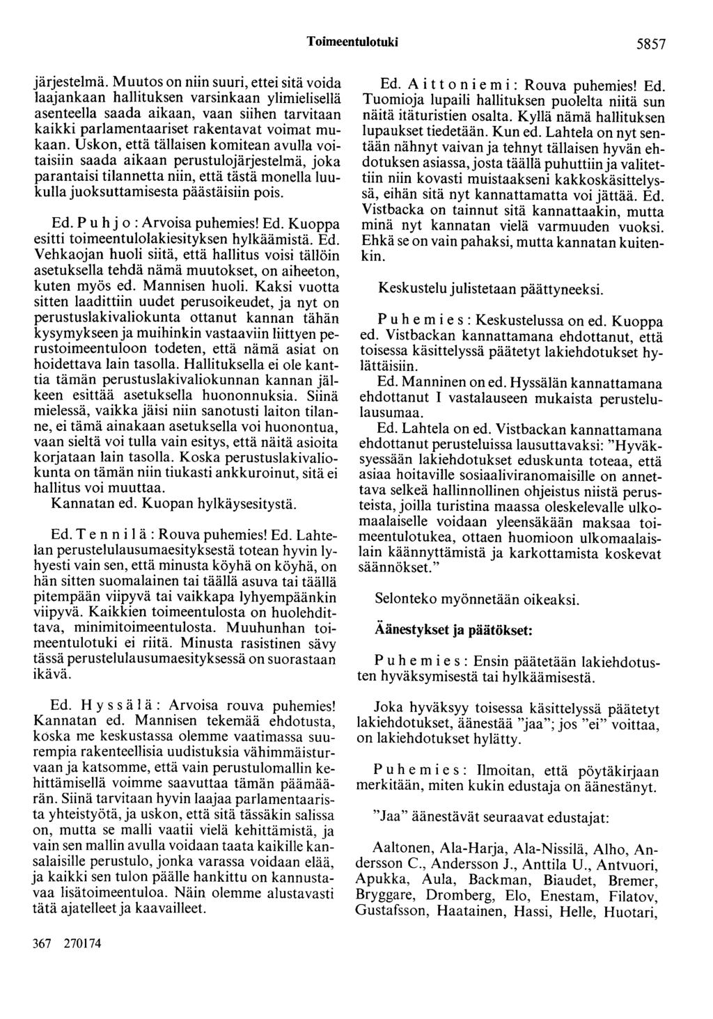 Toimeentulotuki 5857 järjestelmä.