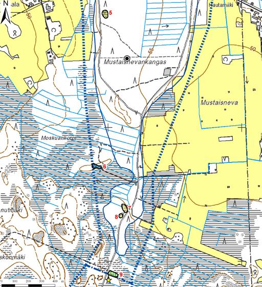 Haaruskankaan pohjavesialueelta (kuvat 152-153) kartoitettiin 22 soranottoaluetta.