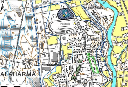 Kirkonkylän pohjavesialueelta (kuva 155) kartoitettiin kolme soranottoaluetta, jotka ovat kunnostustarpeeltaan vähäisiä lukuun ottamatta