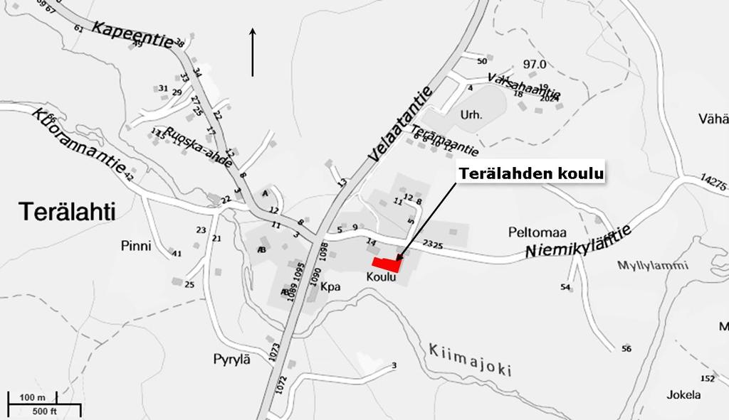 87 Kuva 54. Terälahden koulun sijainti kartalla. (Taustakartta: Tampereen kaupunki 2017) Koulun länsipuolelle sijoittuu myös päiväkoti ja itäpuolelle kirjasto.