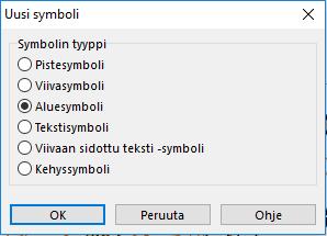 Aluesymboli ja OK Anna symbolille käyttämätön numero (999 alkuiset ovat hyviä) Anna