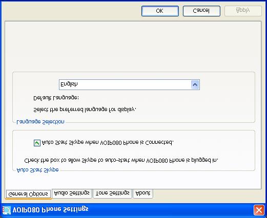 Konfigurointi Yleiset toiminnot Avaa ikkuna VOIP080 Puhelimen asetukset ja valitse välilehti Yleiset toiminnot. Voit muuttaa jatkossa kuvattuja asetuksia.