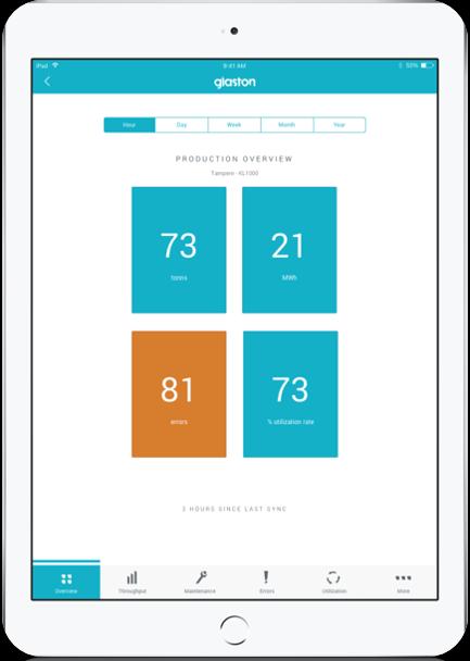 verkkoyhteydellä Glaston Insight antaa palautetta tuotannon laadusta ja tehokkuudesta,