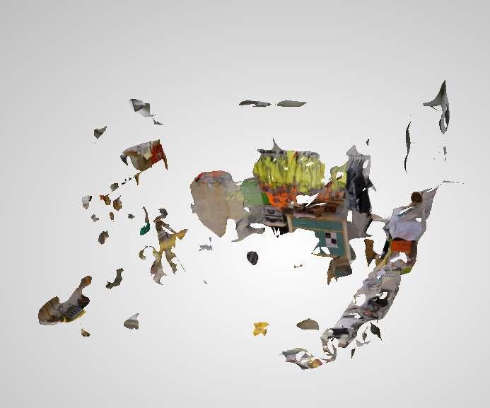 25 Kuva 12. Epäonnistunut valokuvamallinnus. Kuva: Autodesk Recap. 5.2.1 Koordinaattitietojen purku Tahyksien XYZ-arvot mitattiin takymetrillä, josta saatiin lopputuloksena tahysten keskikohtien tarkat sijainnit.