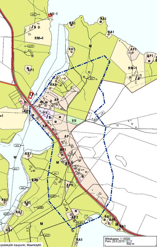 Putkilahden kyläselvitys 20.6.2016/14.3.2017 (16) Yleiskaavat Alueella on voimassa Korpilahden kunnan 17.1.1994 hyväksymä oikeusvaikutteinen Päijänteen rantaosayleiskaava.