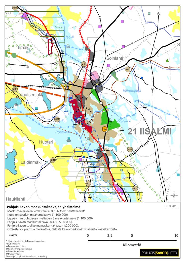 Pohjois-Savon maakuntakaava 2030 Viitostien kehittämisvyöhyke Kaksiraiteinen nopean liikenteen rataosa (160-200 km/h) Keskustatoimintojen alue Yhdyskuntarakenteen eheyttämistarve Kaupan maakuntakaava