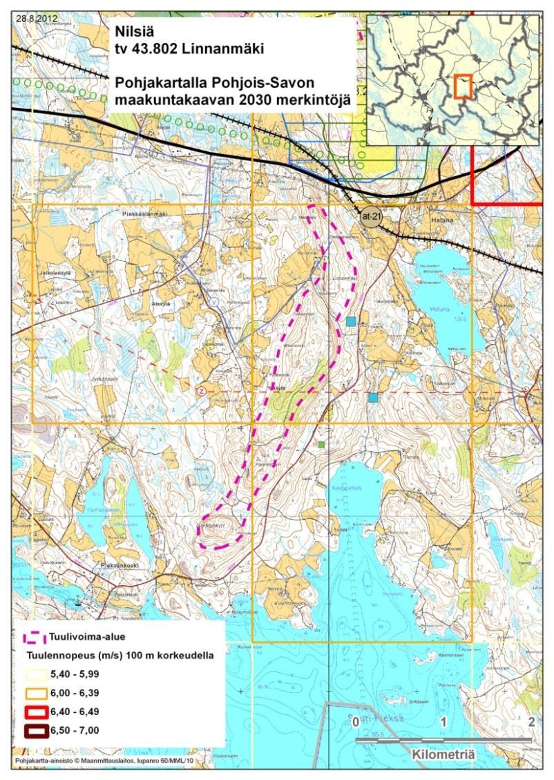 31 Alueen sijainti ja ominaisuudet Linnanmäki kuuluu samaan mäkijaksoon Kinahmin ja Rahasmäen kanssa. Alueella tuulee 6,4-7,4 m/s 100 metrin korkeudessa.