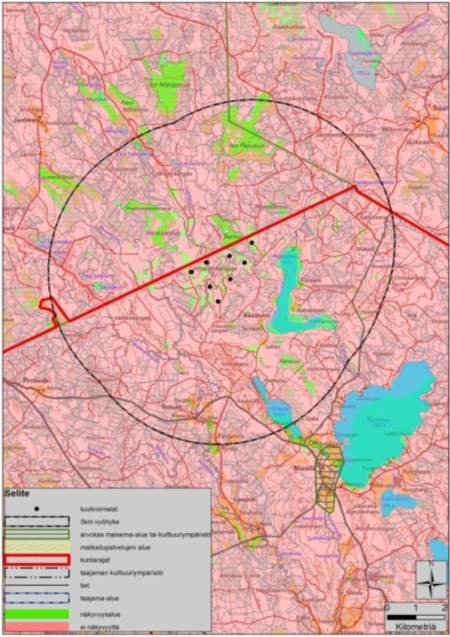 Rahajärven tuntumassa olevaan lomaasutukseen tuulivoimarakentaminen ei kuitenkaan välttämättä näkyisi tiheän rantapuuston johdosta.