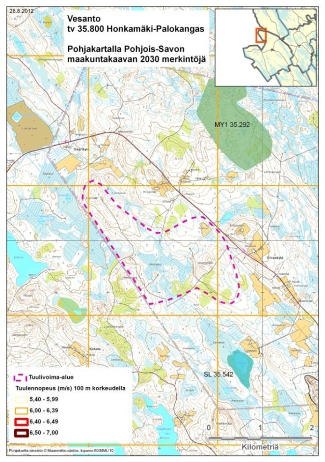 Maisemalliset vaikutukset Tuulivoimalat sijaitsevat kumpuilevalla selännealueella. Metsät hallitsevat maisemakuvaa.