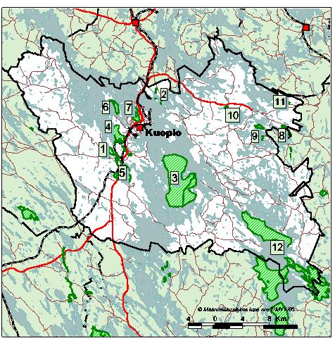 90 LIITE 2 TUULIVOIMA-ALUEIDEN LÄHEISYYDESSÄ (< 2 KM) SIJAITSEVAT NATURA 2000 VERKOSTON ALU- EET JA NIIDEN SUOJEULUPERUSTEET Kuopio 1.