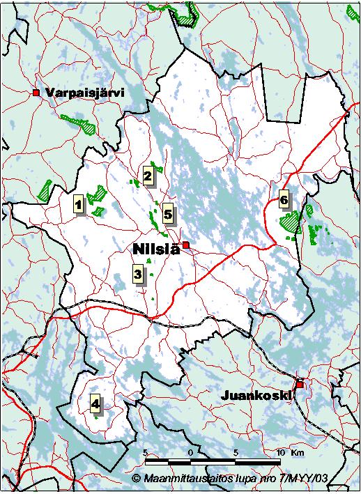 93 Kasvipeitteiset kalkkikalliot 1 % Kasvipeitteiset silikaattikalliot 9 % Boreaaliset luonnonmetsät 18 % Boreaaliset lehdot 12 % Puustoiset suot 3 % Nilsiä 2.