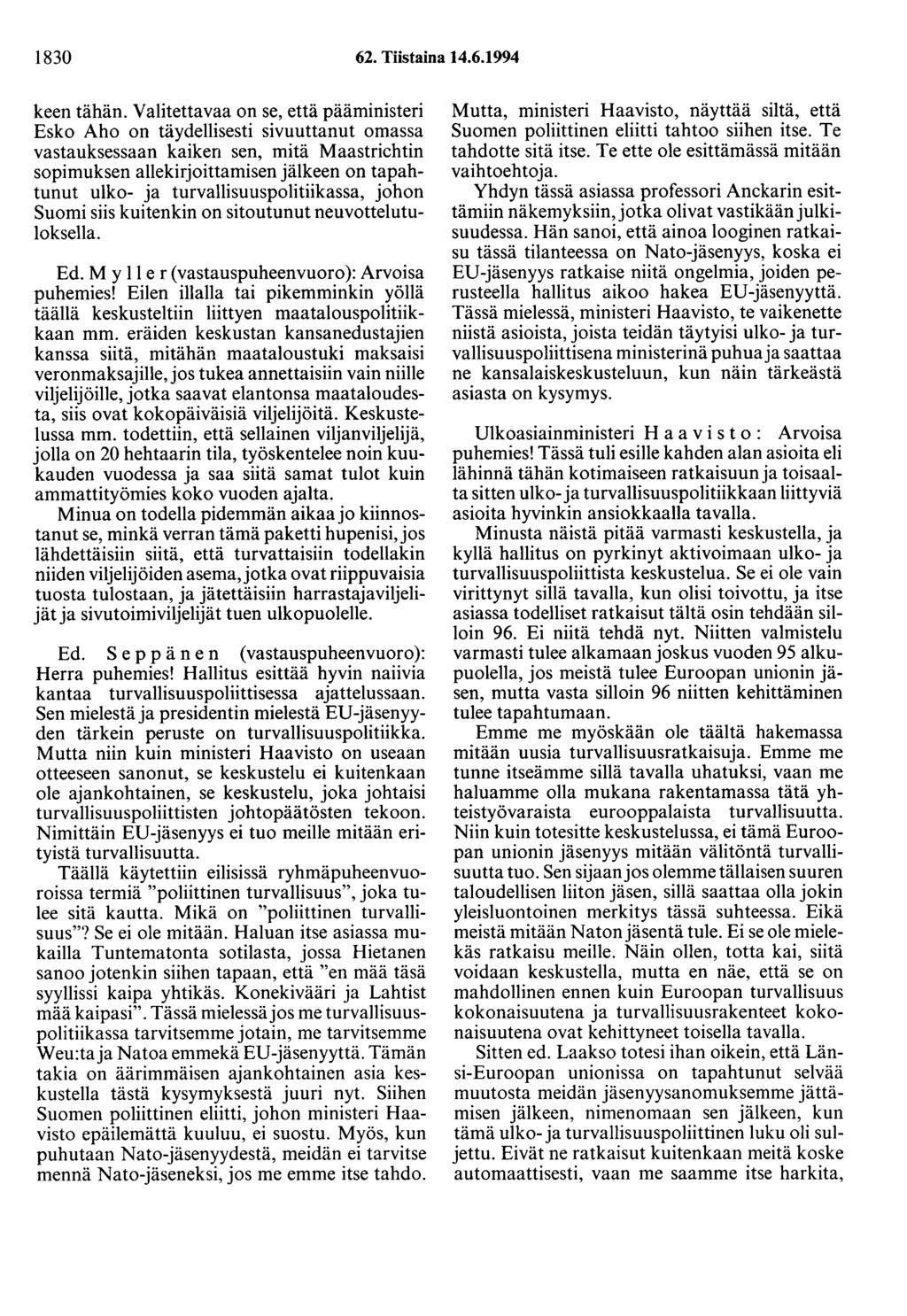 1830 62. Tiistaina 14.6.1994 keen tähän.