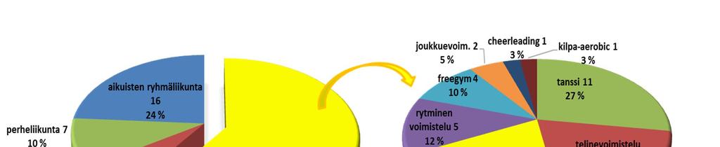 RaJun toiminnan kuvaus - viikkotunnit syksyllä 2016 Kuvioissa esitettyjen viikoittaisten perustuntien lisäksi RaJussa treenaa 13 valmennusryhmää.