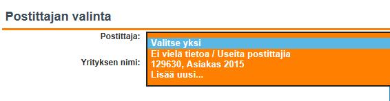 Postittajan valinta ) Klikkaamalla Muokkaa tietoja -kohtaa pääset antamaan postittaja tiedot.