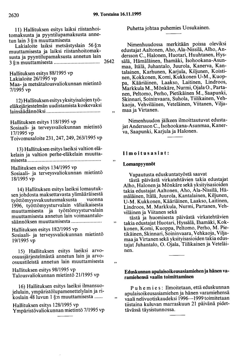 2620 99. Torstaina 16.11.