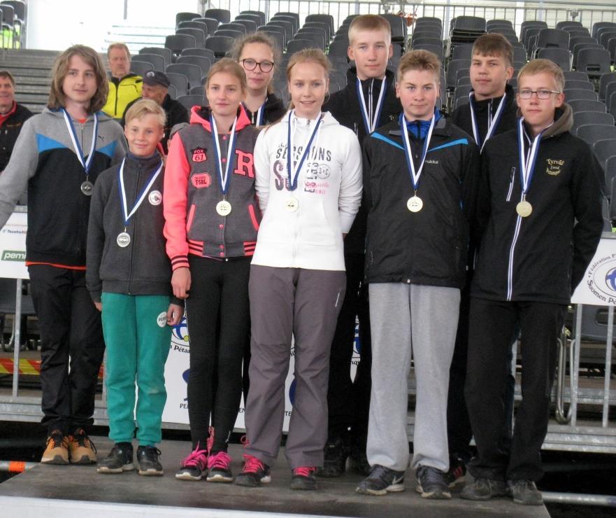 Martta Ylirönni (PCP), Maija Turunen (BOU) Junioreiden SM-trippeli, 6.7.2016, Hamina (4 joukkuetta) 1.