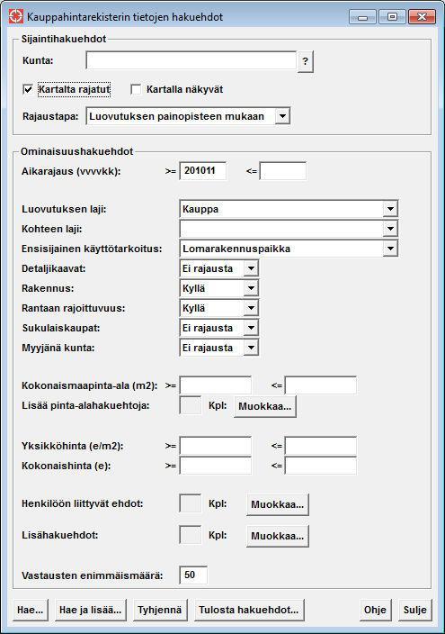 Ohje 14 (33) 5.1.4. Kiinteistöjaotuksen muutos -väline Käyttäjä ei voi enää muodostaa uusia sijaintialueita tai ryhmiä kiinteistöjaotuksen muutoksessa.