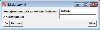 Kyseiseen päivämäärään asti kiinteistörekisterissä näkyy ennen kuntaliitosta voimassa