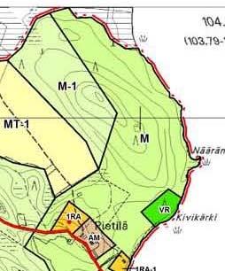 1985, järven etelärannalla on yleiskaavaa suppeampi VR-alue, kaksi RA-1 korttelia, uimaranta (VV), kaksi