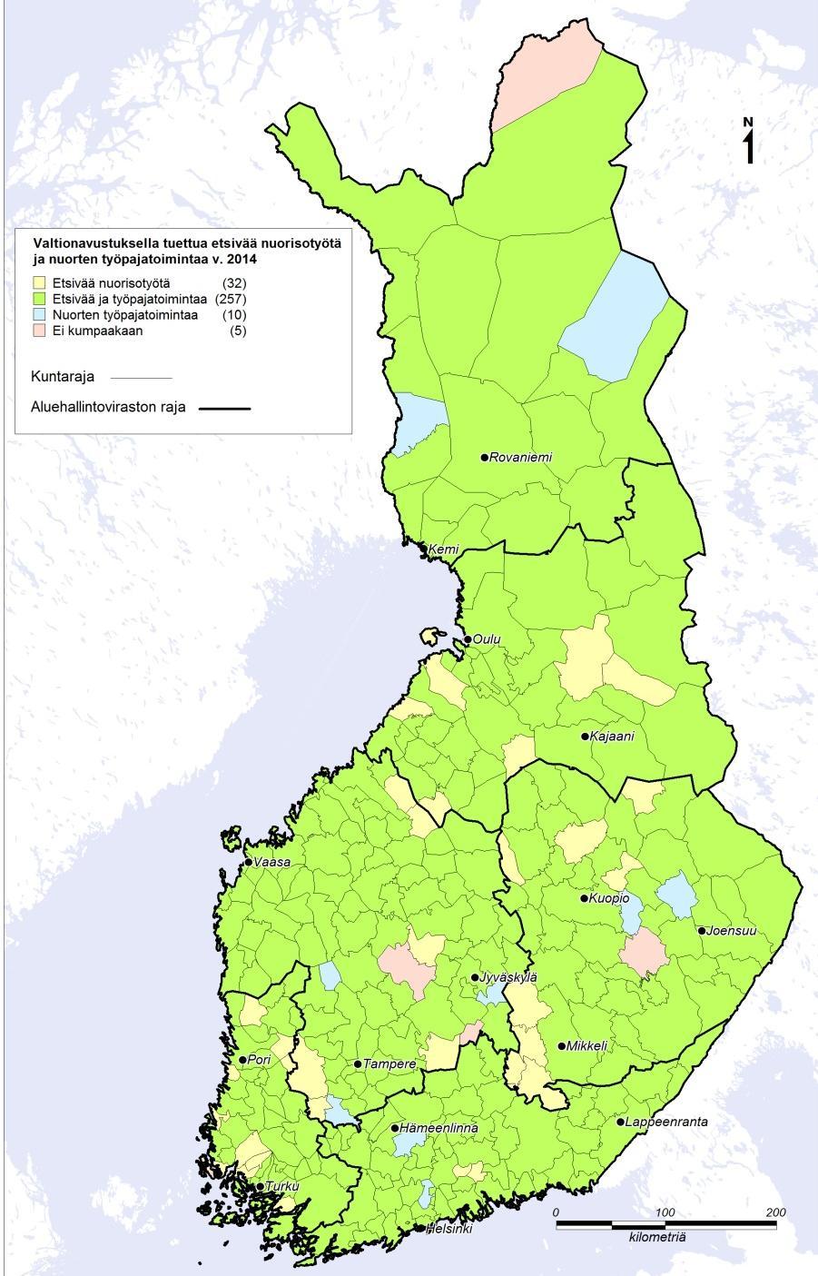 2 0 Nuorisotyön ja -politiikan vastuualue Nuorten työpajatoiminta vuonna 2014 Nuorten työpajatoiminnassa oli lähes 14 100 alle 29-vuotiasta nuorta